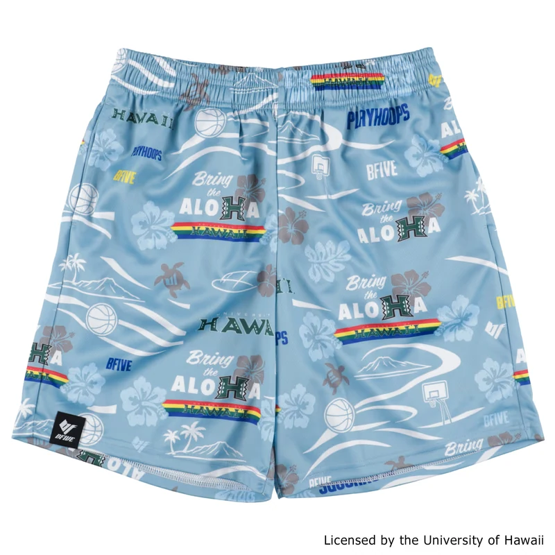 HAWAII ALOHAHOOPS SHORTS LIGHTBLUE [膝上丈] | バスケ 練習着　23943 画像4