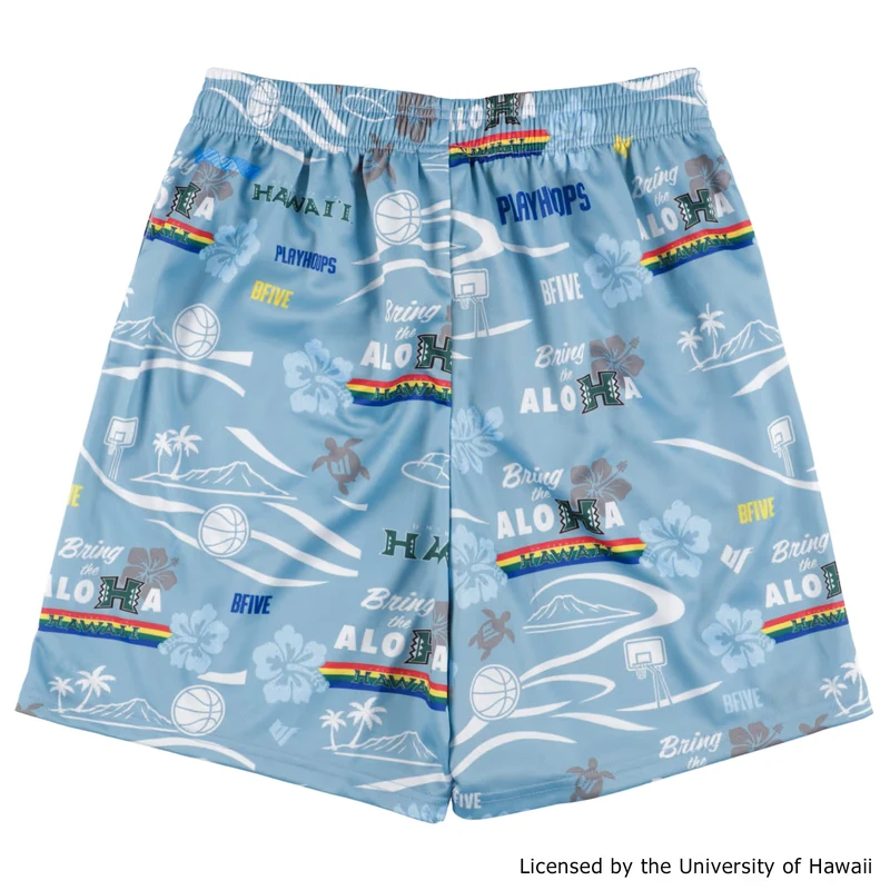 HAWAII ALOHAHOOPS SHORTS LIGHTBLUE [膝上丈] | バスケ 練習着　23943 画像3